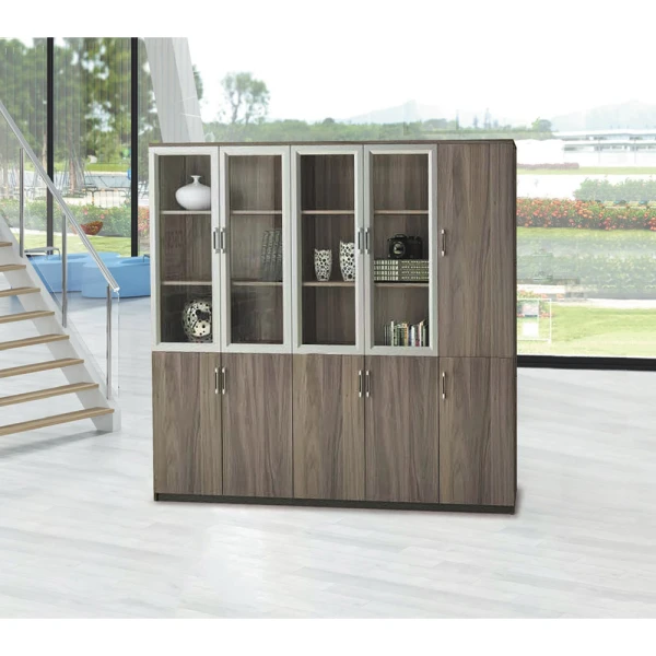 610-4 迪凱恩玻璃開門胡桃木紋書櫃